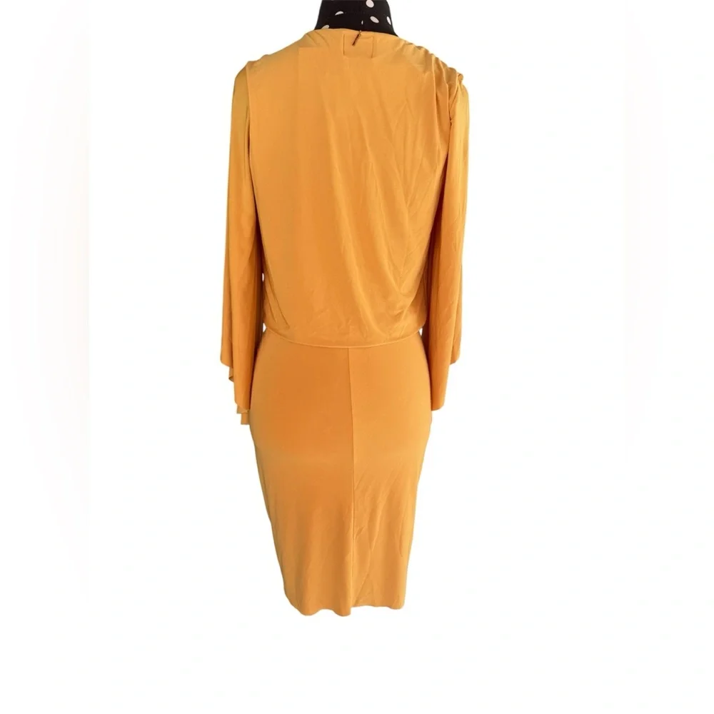 MISA LA Mustard Yellow Twist Front Long Sleeve Mini Dress XS - Picture 4 of 8